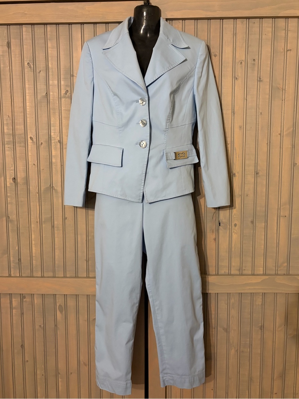 ESCADA Powder Blue Trouser Suit | Vintage Designer Two-Piece